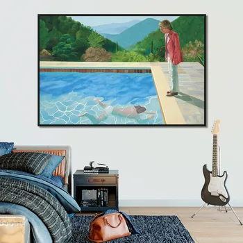 David Hockney (Baseins ar Diviem Skaitļiem) Kanvas Glezna Plakātu Izdrukas Quadros Sienas Mākslas Ainu, viesistaba, Mājas Dekoru Cuadros