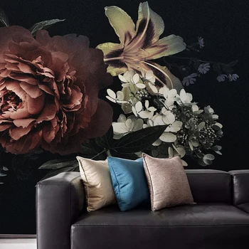 Pielāgotu Jebkura Izmēra 3D sienas Sienas Tapetes Modern Black Roku Apgleznoti Ziediem Foto Sienas Papīrs Dzīvojamā Istaba Guļamistaba Fona