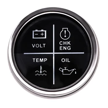 Auto, 4 LED Signāla Mērītājs Ar Volt/Oil Press/Ūdens Temperatūra/Check Engine Signāla Indikators Metru 52MM Ar Sarkanu Apgaismojumu 9-32V