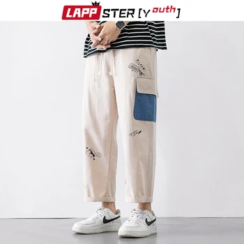 LAPPSTER-Jaunatnes Vīriešiem Raibs Harajuku Harēma Bikses 2020. Gadam Plaša Kāju Bikses (Dungriņi) Vīriešu korejas Modes Kravas Bikses Gadījuma Joggers