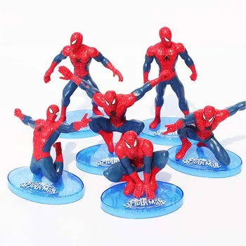 6Pcs/Set Spider-Man Skaitlis, Zirnekļcilvēka Zirnekļa Cilvēks PVC Rīcības Attēls Rotaļlietas 7-11cm Lielu Dāvanu