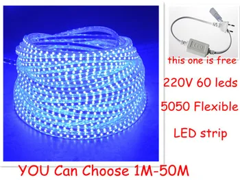 Super spilgti 5050 LED sloksnes 220V - 240V augstsprieguma Caurule tips Ūdensnecaurlaidīga elastīga SMD led sloksnes 60leds/M Wth PLUG