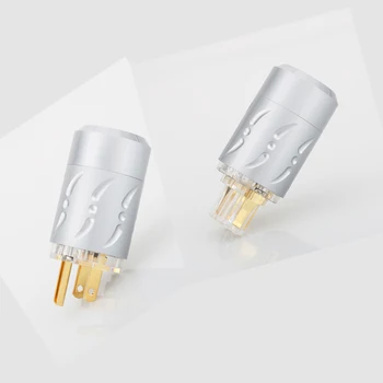 Viborg X 1pair Alumīnija Sakausējuma 20mm Caurspīdīga tīra vara 24K zelta pārklājumu MUMS Kontaktdakšu un IEC Connector HiFi Audio