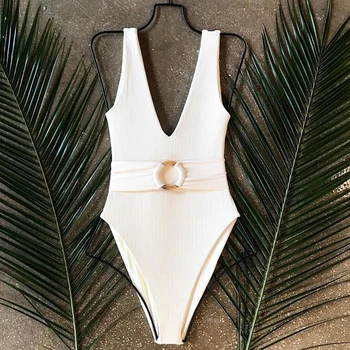 Bikinx Salātu baltie peldkostīmi sieviešu 2019 Jostas sexy sieviešu peldkostīms viens gabals bodysuits Brazīlijas high cut bikini mujer monokini