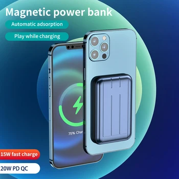 15W Magnētisko Fast charger Barošanas Banka Magsafe Quick Lādētājs iphone 12 12Pro Max 11 XS X Magnēts tālrunis Qi bezvadu lādēšana