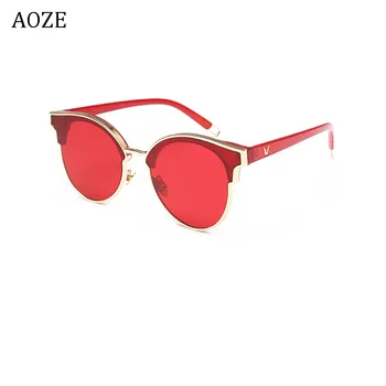 2019 Modes Retro V logo aoze saulesbrilles dāma Dizainers Spogulis saulesbrilles sieviešu Vintage, saulesbrilles objektīvu par vīriešu un sieviešu UV400