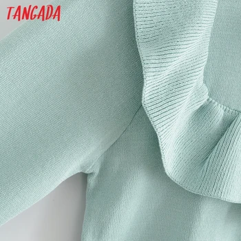 Tangada Sieviešu 2020. Gadam, Modes Elegants Ruffles Piparmētru Trikotāžas Džemperis Džemperis Sieviešu Vintage Puloveri Šiks Topi AI46
