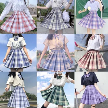 Japāņu Skolā Meitene Vienotu Kroku Svārki Ielu Modes Augstums Viduklis-Line Pleds JK Īsi Svārki Ice Cream Krāsā, Vasarā Valkā