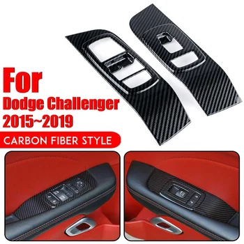 2gab/set ABS Durvju Logu Pacēlāju Pogu, Apdares Segtu Oglekļa Šķiedras Stils Dodge Challenger 2016 2017 2018 2019