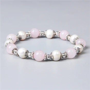 Vairumtirdzniecības rozā kaķu acu kvarca akmens balto pērļu krelles diy aproce sieviešu roku darbs rotaslietas sievietēm Meitene, sieviete elegantā perlamutra dāvanas