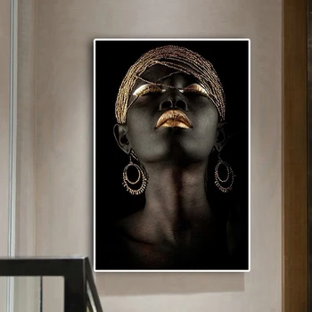 Melns Pliks Sieviete Eļļas Gleznas uz Audekla Āfrikas Māksla Sienas Plakāti un Izdrukas Skandināvijas Cuadros Bildes Dzīvojamā Istaba Dekori