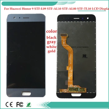B/W/G/G ar Lcd Huawei Honor 9 STF-L09 STF-AL10 STF-AL00 STF-TL10 LCD + Touch Screen Digitizer Montāža +instrumenti