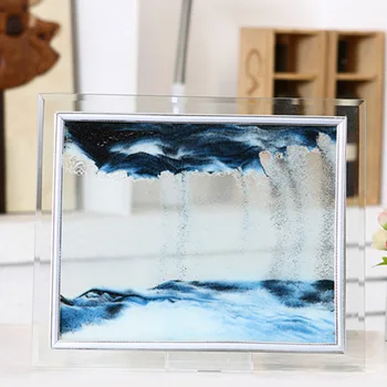 3D Dinamiskais, kas Plūst Smiltis Smilšu Gleznu Caurspīdīgs Stikls Rāmja Rasējums Ainavu, Mājas Dekoru, Dāvanas, Biroja FP8