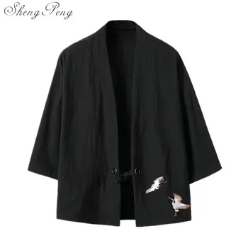 Tradicionālā japāņu vīriešu apģērbs vīriešu yukata japānas kimono vīri melnā kimono, japāņu apģērbu CC141
