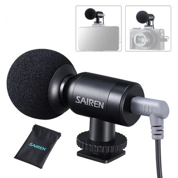 Kondensatora Mikrofons Mini Mic 3.5 mm TRS TRRS Audio Kabelis GoPro 8/7/6 SLR Kamera Viedtālrunis Vlog ar somiņa Priekšējā stikla