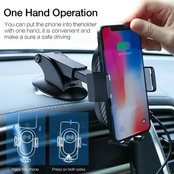 Ātri, Qi Bezvadu Lādētāju Automašīnu Bezvadu Lādēšanas iPhone X XR XS Maks Samsung S8 S9 Plus Elastīga Auto Mount Tālruņa Statīvs Turētājs