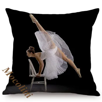 Baleta Dejotājs Ziemeļvalstu Luksusa Elegants Dejas Mākslas Vintage Dizaina Spilvena Vāka Kokvilnas Veļu Mājas Dekoratīvs Dīvāns Mest Spilvena Segums