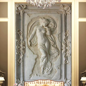 Pielāgotus Foto Tapetes Eiropas Stilā 3D Reljefs Attēls Statuja Sienas Hotel Dzīvojamā Istaba Fons Wall Papers Papel De Parede 3 D