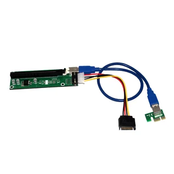 USB 3.0 PCI-E Express Atspere Karte 1x, lai 16x Extender Stāvvadu Kartes Adapteri 0.5 m Datora SATA Barošanas Kabelis Līnija Bitcoin Mining