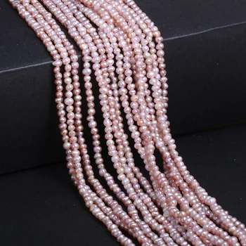 Dabiskā saldūdens pērļu krelles balta, rozā kartupeļu formas pērļu krelles par DIY rotaslietu izgatavošana aproces izmērs 2-3mm
