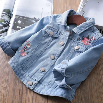 MESOLO Jean jaka no meitenēm, Baby soft izšuvumi džinsa jaka, mētelis rudens 2019 bērnu apģērbi jaunu CK188 bērniem