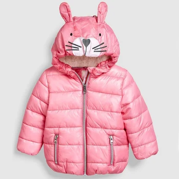 Bērnu jaka augstas kvalitātes dizains polsterēts mētelis Zēnu un meiteņu ziemas tīrtoņa krāsu purpura rozā šie kapuci rāvējslēdzēju jaka