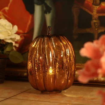 GiveU Ražas Stikla Ķirbis Formas Laternas ar Flameless Led Svece Taimeris Rudens Sākuma Halloween Dekorēšanai