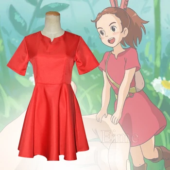 Hayao Miyazaki Filmas Par Slepeno Pasaules Arrietty Cosplay Tērpu Halloween Karnevāls Sarkana Kleita Sievietēm un Bērniem Pasūtījuma