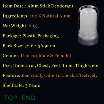 KARSTS! Jaunu 60g Alauns Stick Dezodorants,Kristāla Alauns Pretsviedru Dezodorants Stick, Bezmaksas Piegāde, 1 pāris (=2gab) Vadītāja Izvēle