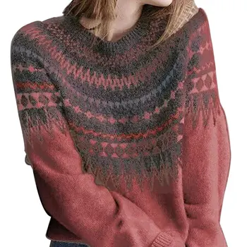 Sieviešu Modes Gadījuma Krāsu Saskaņošanas Džemperis garām piedurknēm Krekls ar V-veida kakla Adīt Augšu Loose Knit Mētelis