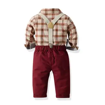 Bērniem Drēbes Džentlmenis, Uzvalks, Zēnu Pleds Pavada tauriņu Zeķturi Krekls un Džinsi par Toddler Puse Apģērbu Modes Zēnu Apģērbi