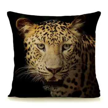 Melna fona leopard dzīvnieku iespiesti spilvena segums, dīvāns auto krēsli mājās, dekoratīvie spilveni, kvadrātveida 45x45cm spilvendrānas