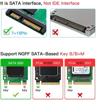 Onvian M2 SATA Adapteris SATA III M. 2 (NGFF) SSD Converter Karte SATA-Pamatojoties B/B + M Taustiņu 6Gbps ātrgaitas Pārveidotāja Adapteris Karte