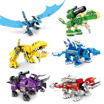 6 1 Transformācijas Dinozauru Dragon Knight Celtniecības Bloki Apgaismo Rotaļlieta Bērniem, Ķieģeļu Rotaļlietas Zēns Draugiem 649pcs+