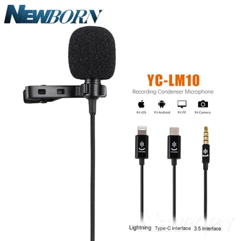 YC-LM10 Tālrunis Audio Video Ierakstīšanas Lavalier Kondensatora Mikrofons iPhone 8 7 6 5 4 4S ipad, Huawei Sumsang Xiaomi C Tips