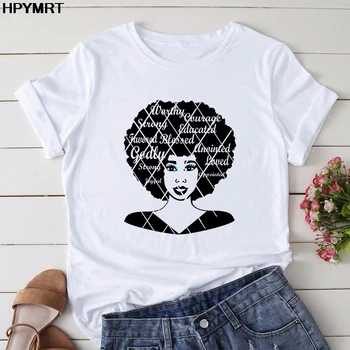 Melanīna Karaliene Sieviešu T-krekls Modes Gadījuma Tees Tumblr Tshirt Jauno Vasaras Afro Meitene Āfrikas Karti, Matu Vainagu Top Sieviešu T Krekls