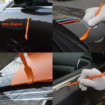 FOSHIO Vinyl Wrap Auto Oglekļa Šķiedras Magnēts Špakteļlāpstiņu Logu Nokrāsu Gumijas Skrāpi Uzlīme Rīku Kopumu, Iesaiņošanas Piederumi