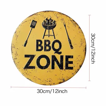 BBQ Grila Zona 12inch Apaļas Metāla zīmju Jaunums Pavārs Pārtikas Grila Mājas Sienas Dekori