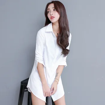 Pavasara 2020. Gadam, Dāmu Topi Ar Garām Piedurknēm Baltā Šifona Blūze Plus Lieluma Korejas Gadījuma Sievietes Streetwear Krekli Elegants Birojs Krekls