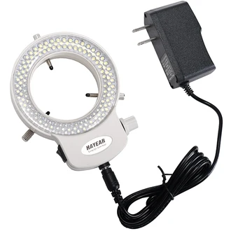 Jauns Regulējams 144 LED Spuldzes Mikroskopu Gredzenu Gaismas Lampa Portatīvo Spilgta Lampa ar Adapteri Digital Stereo Mikroskopu