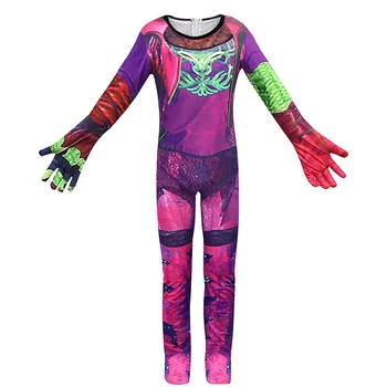 VOGUEON Pēcteči 3 Halloween Kostīms Meitenēm 3D Drukas Pūķis Mal Evie Jumpsuit Apģērbs Bērniem Princess Puse Iedomātā Drēbes