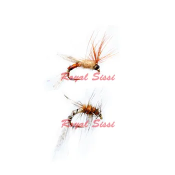 Royal Sissi 6pcs roku sasaistīto 16# foreļu zvejas kukaiņu lure ēsmu 2 izvēles stilu emergers callibeatis lidot zvejas mayfly lido