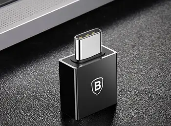 Baseus USB sieviešu Tips-C vīriešu adapteri converter Melns