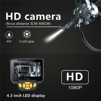Digitālā Industriālo Endoskopu Kamera 4.3 Collu LCD Borescope Daļēji Stingras Rokas Endoskopu Automašīnām Endoscopio Elastīgu Kameru