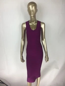 Augstākās Kvalitātes Sieviešu Modes Sexy Black Purple Pārsējs Kleita 2017 Krusta Cilpu Slavenību Puse Kleita