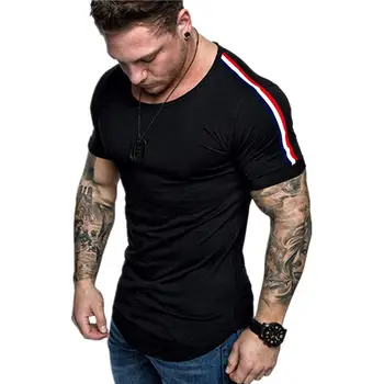 Vīriešu pavisam jaunu modes tendenci gadījuma sporta T-krekls top kokvilnas multicolor īsām piedurknēm liela izmēra muskuļu vīriešu top T-krekls