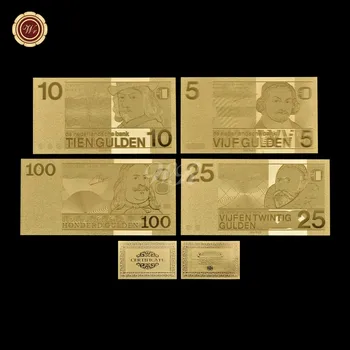 Metāla Zelta Banknošu Nīderlande 5 10 25 100 Banknošu Papīra Viltotu Naudu, Ar 3D Drukātas Kolekcija