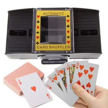 Automātiskā Pokera Card Shuffler Galda Spēles Bateriju Darbināmas Spēļu Kārtis Shuffle 2 Klāja Automātiska Rokas Kloķa