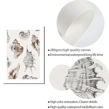 Ziemeļu Sienas Mākslas Čaulas Gliemene Plakātu Seashell Modelis Drukāt Minimālisma Kanvas Glezna Mūsdienu Attēlus Dzīves Telpu Dekorēšana