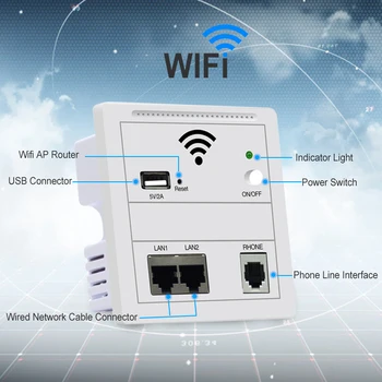 Wi-Fi Bezvadu AP Router 300Mbps Wi-Fi Bezvadu Piekļuves Punkts, WiFi Repeater Wifi Extender POE sienas maršrutētāju